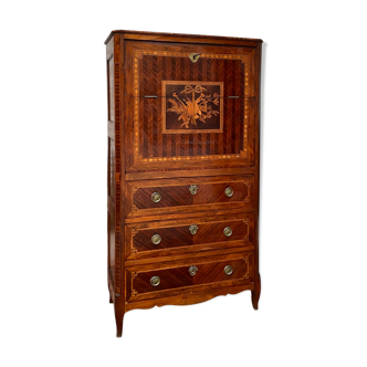 Secretary in veneer wood and walnut period transition xviii eme century