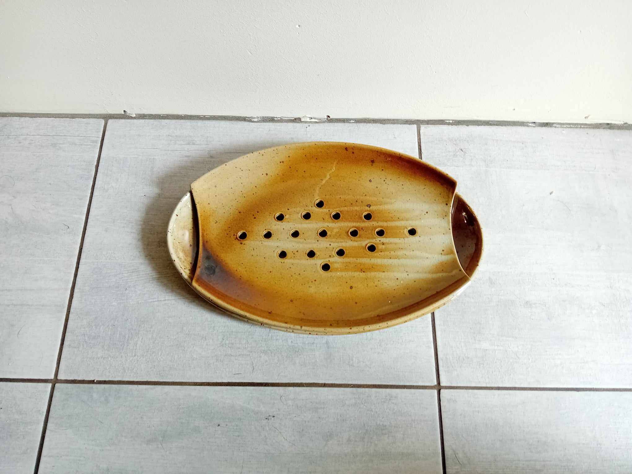 Asparagus dish in glazed stoneware signed osul