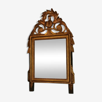 Miroir Louis XVI bois sculpté doré 64x38cm