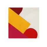 Collage on old paper - Pop yellow red and pink - signed eawy