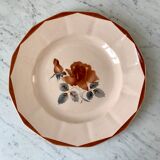 Round dish digoin sarreguemines model pink flowers years 30-40