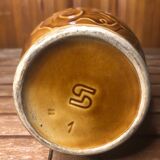 Old sarreguemines pitcher brown ceramic vintage vines decor #a430