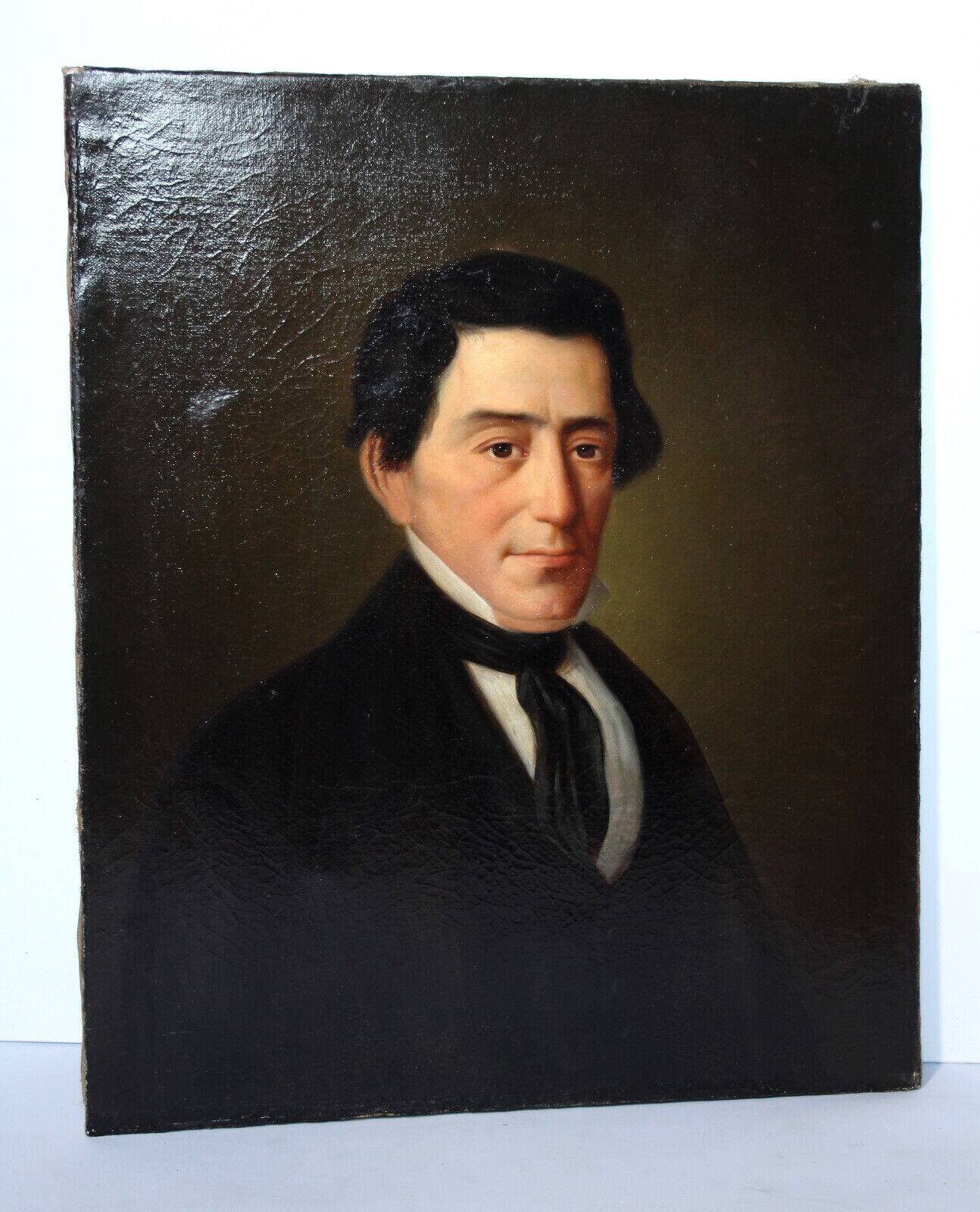 Distinguished 19th-Century Gentleman’s Portrait – Oil on Canvas