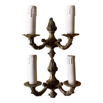 Pair of vintage brass wall sconces