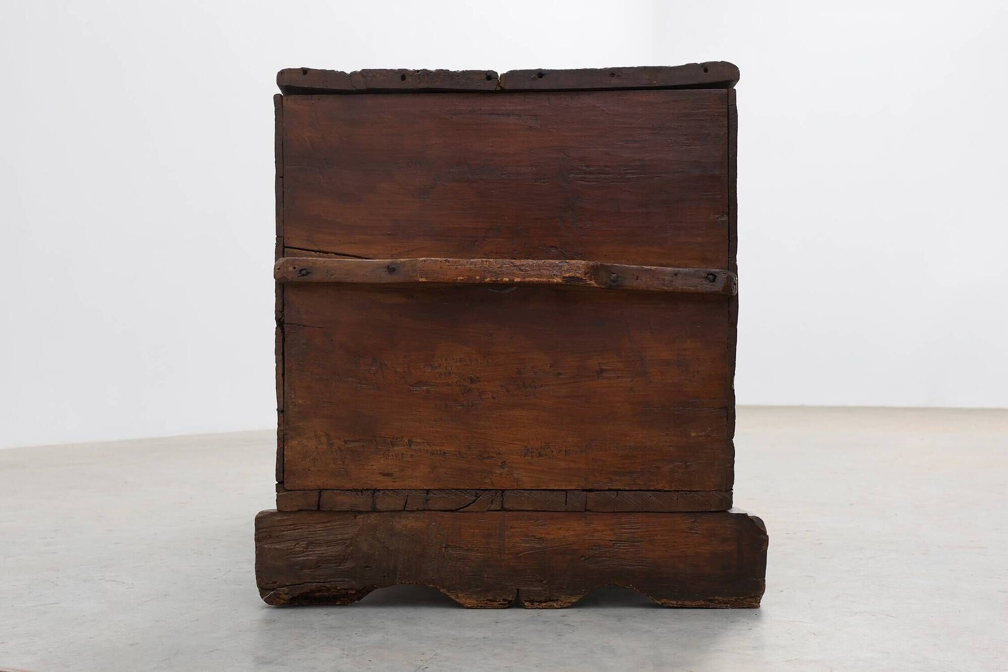 Flemish Oak Blanket Chest with panelled front and iron lock, dated 1825