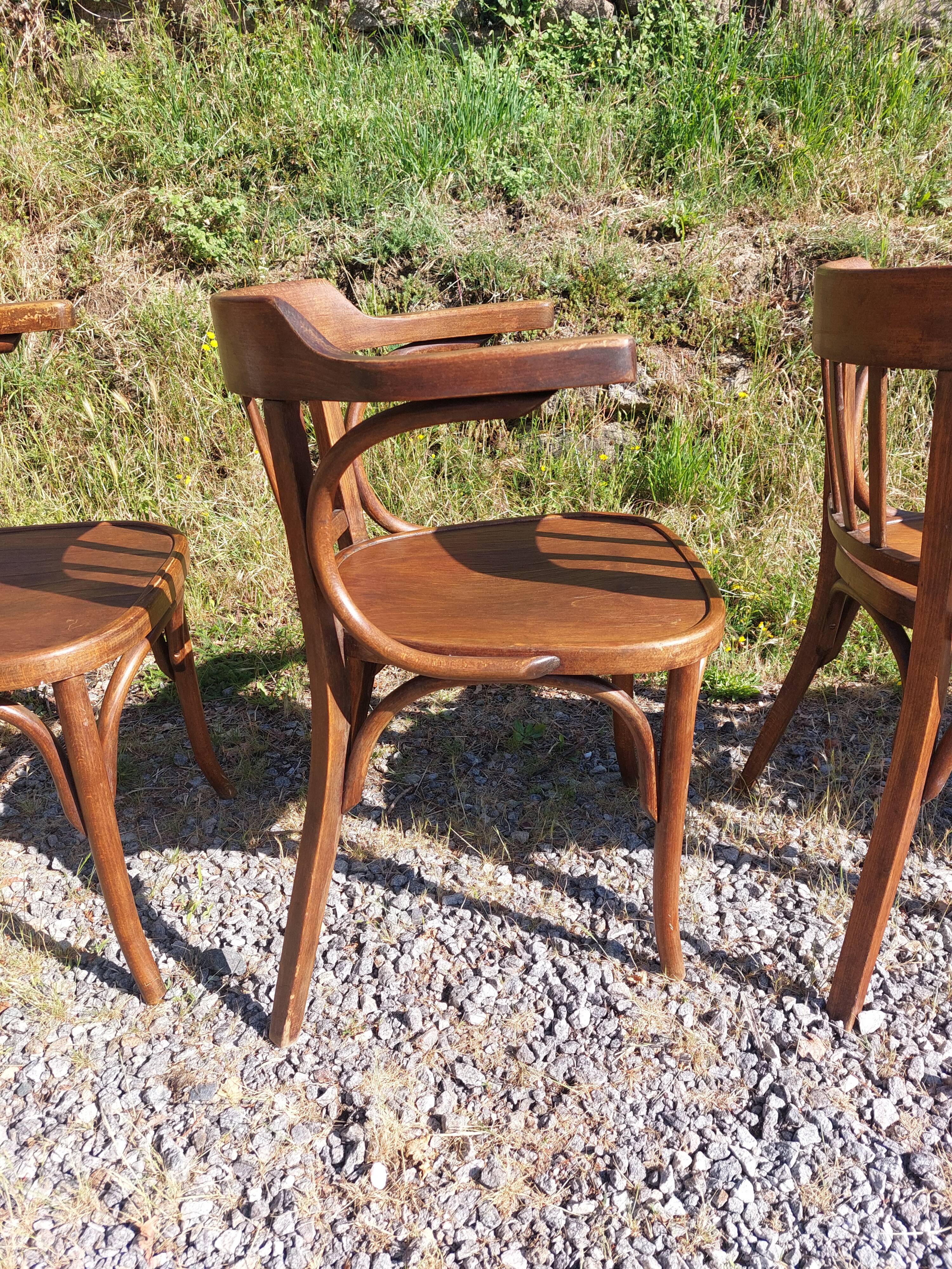 4 fauteuils Baumann en bois courbé