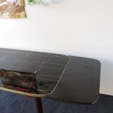 Folding table with black and gold painted glass, 1950