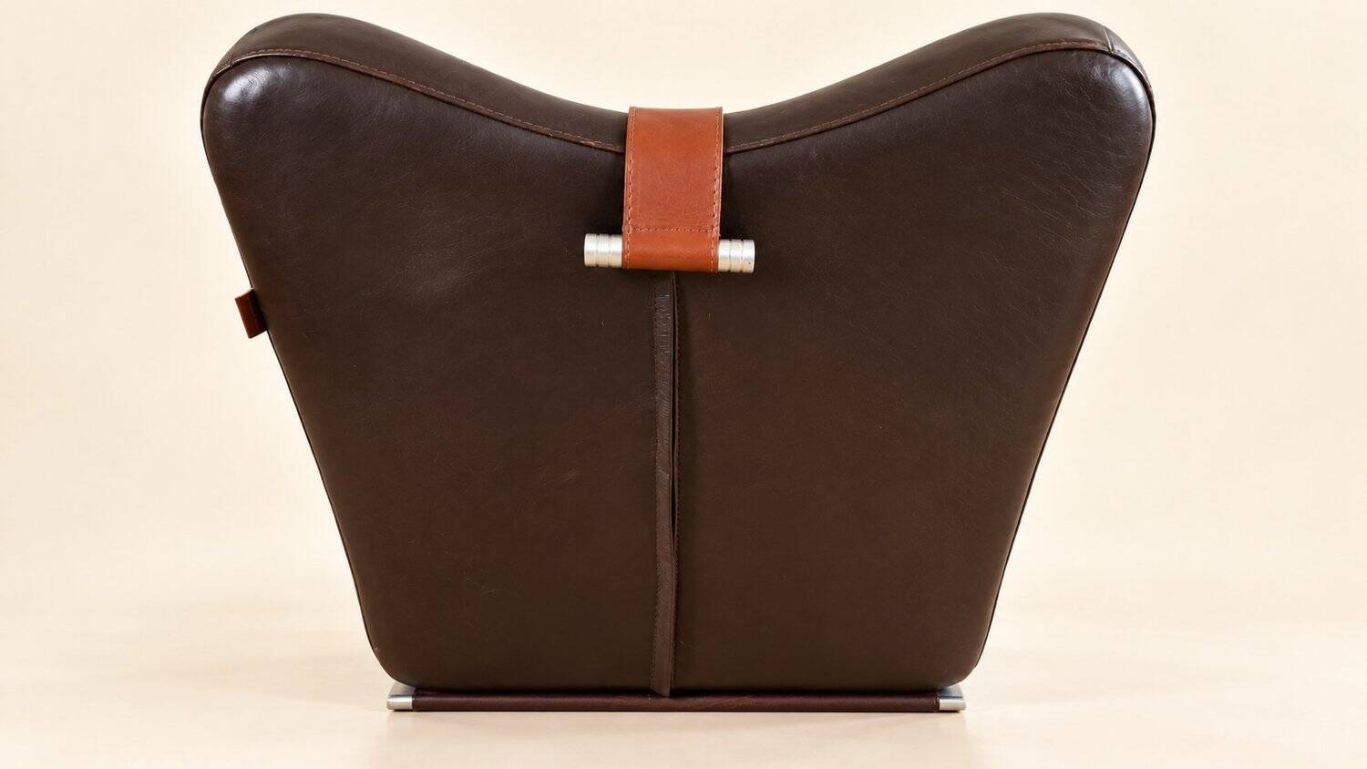 70s design chaise longue, chocolate leather, tufted, profile S.