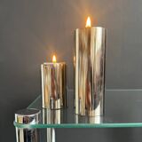 Chrome cylinder candlesticks from the 1980s