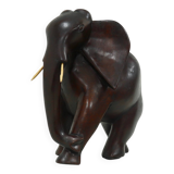 Large Mahogany Sculptural Elephant 1970s
