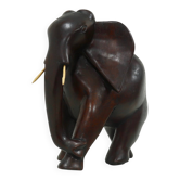 Large Mahogany Sculptural Elephant 1970s