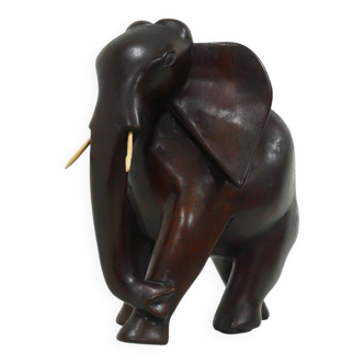 Large Mahogany Sculptural Elephant 1970s