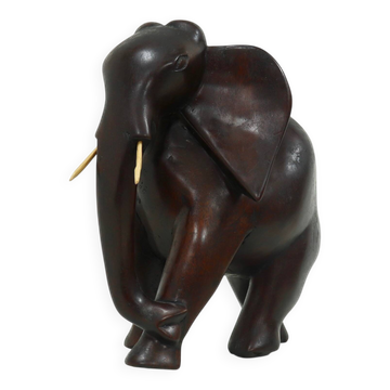 Large Mahogany Sculptural Elephant 1970s