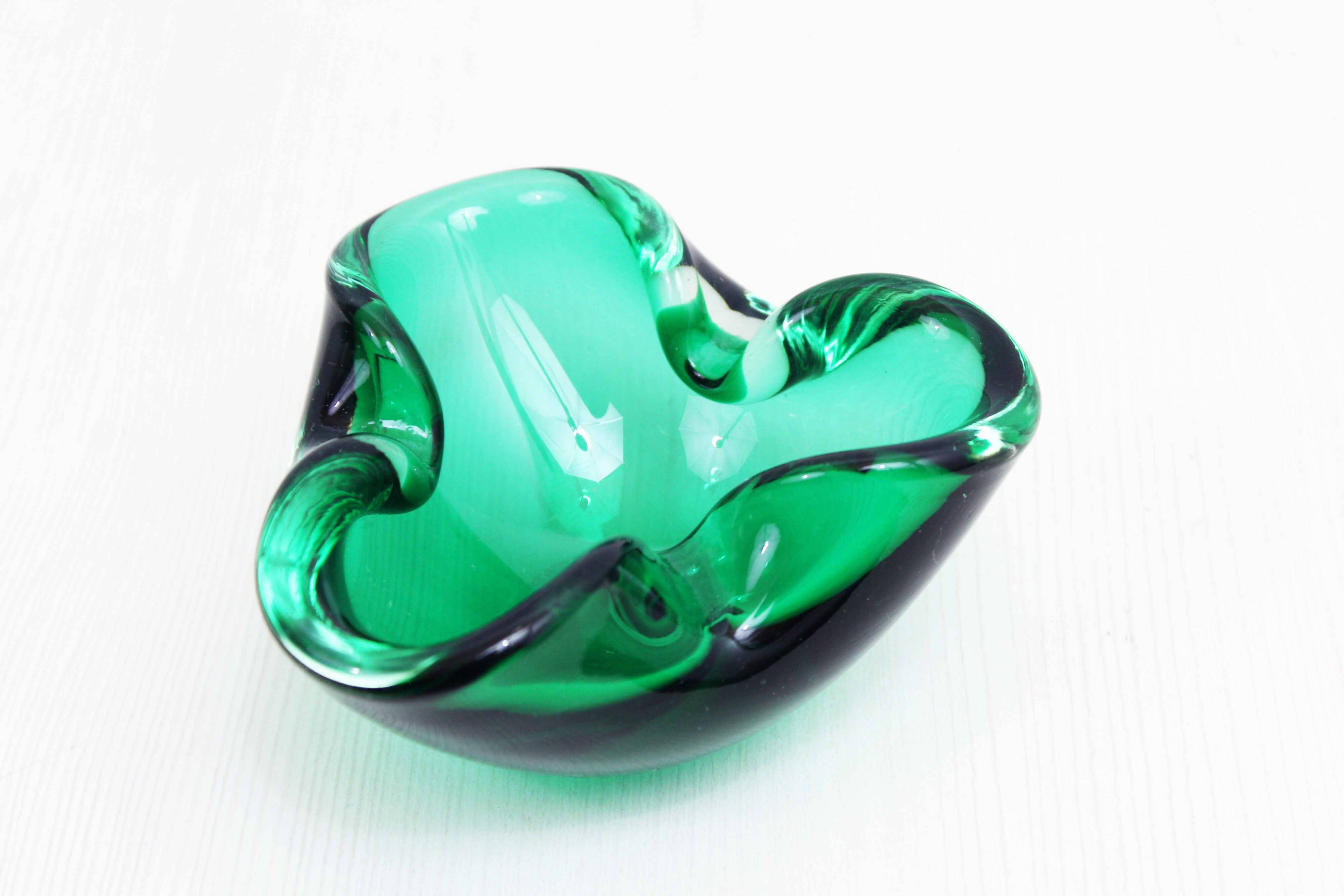 Green Murano glass ashtray