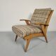 Paire de fauteuils vintage bois tissus 1960s