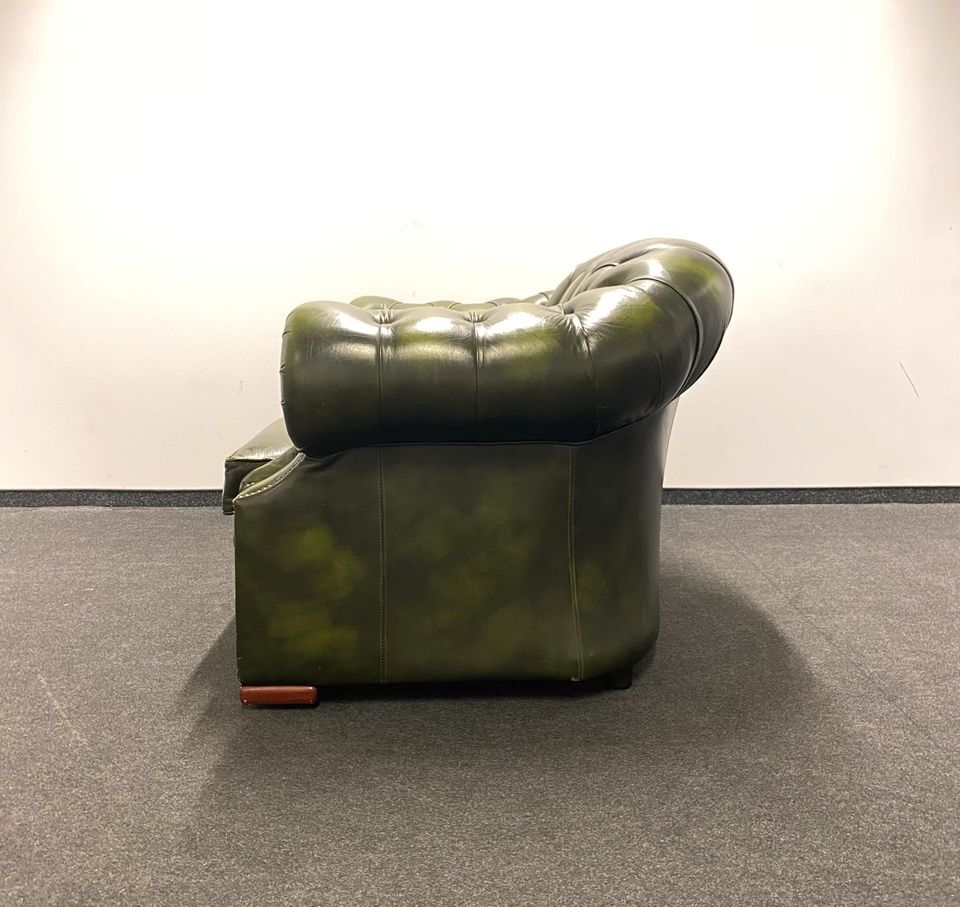 Handcrafted Chesterfield Club Armchair in Earthy Green Tone