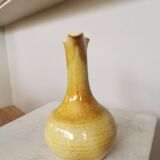 Handmade Ceramic Pitcher: 1970s LKC Pottery, Yellow Brown Glaze