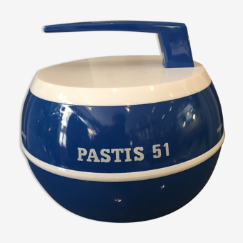 Glacon bucket in vintage plastic pastis 51 anisette blue and white