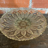 Coupe À Fruits Plat Ancien Verre Moulé & Taillé Vintage