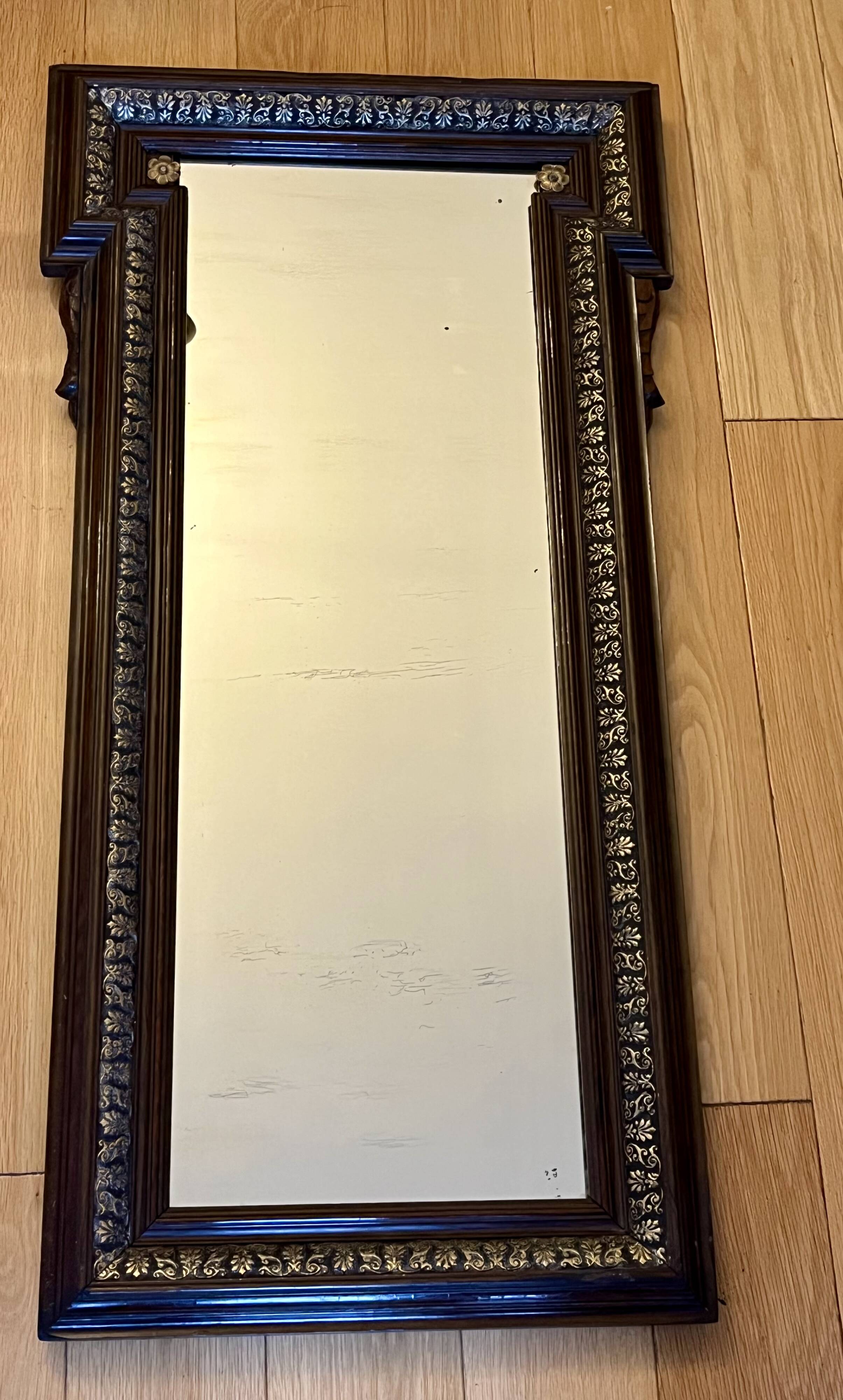 Corner mirror - wood and gilded brass - Napoleon style