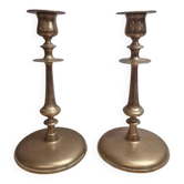Pair of antique weighted brass candlesticks – neoclassical style