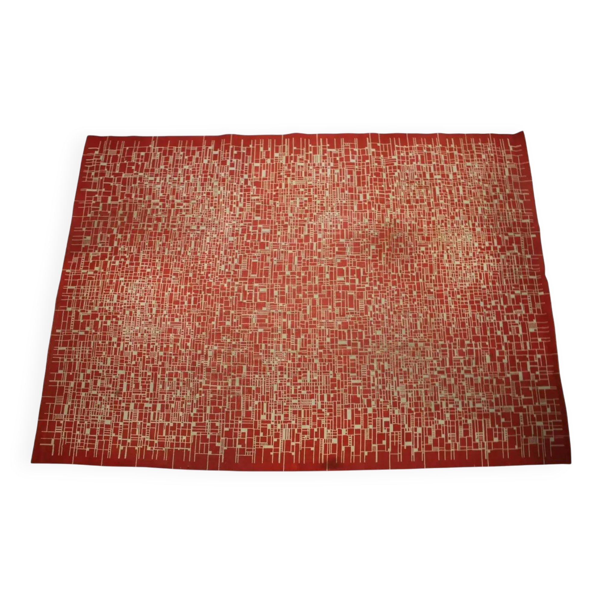 Interesting big abstract geometric modernist bouclé carpet / rug, around 1950s