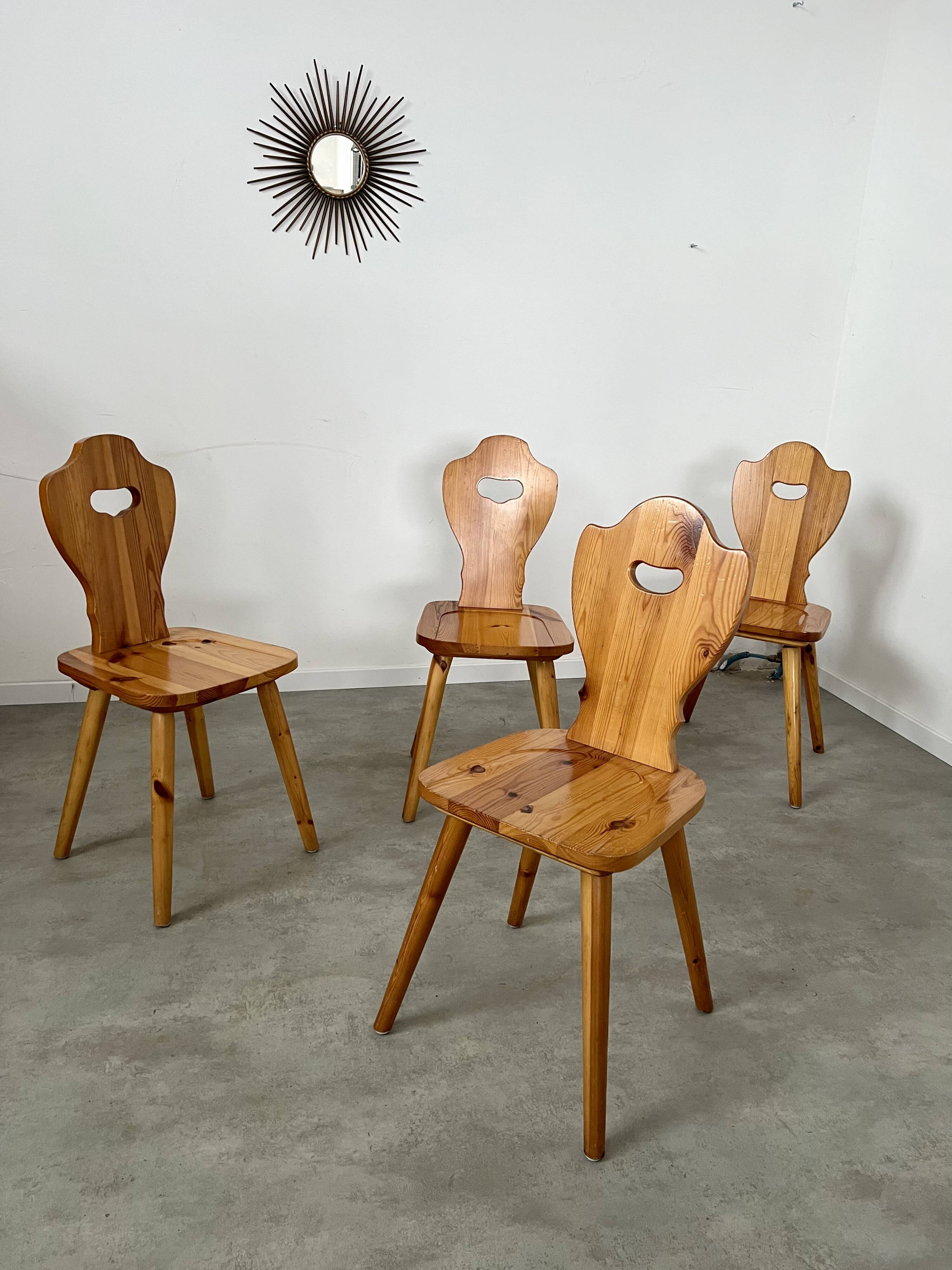 Lot 4 old farm chairs 60 vintage years