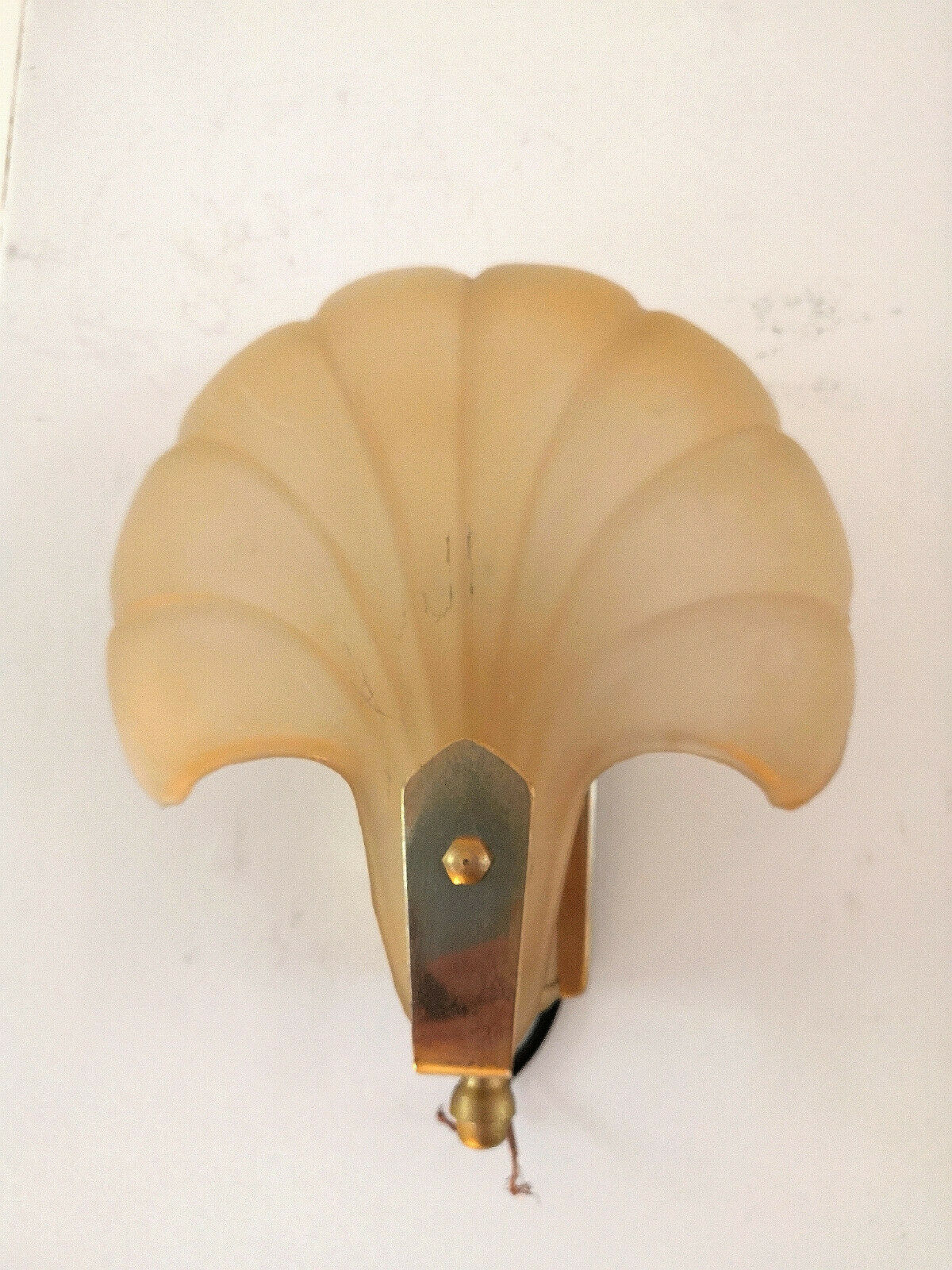 Wall lamp shell glass and brass design 70s
