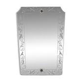Miroir mural en verre décoré de design italien vintage des années 1940