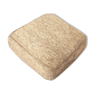 Pouf square floor cushion in natural bohemian jute raffia