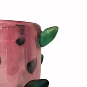 Two Pink and Green Murano Glass Art Deco Vases with Applied Spikes, 80s