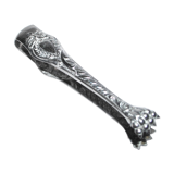 Rocaille sugar tongs in silver metal with lion claw medallion