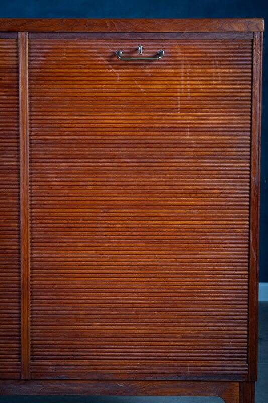 Teak Drum Cabinet with Brass Handle, Denmark, 1960s