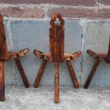 Set of 5 wooden tripod chairs