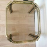 Vintage Brass & Smoked Glass Coffee Table: Mid-Century Italian End Table