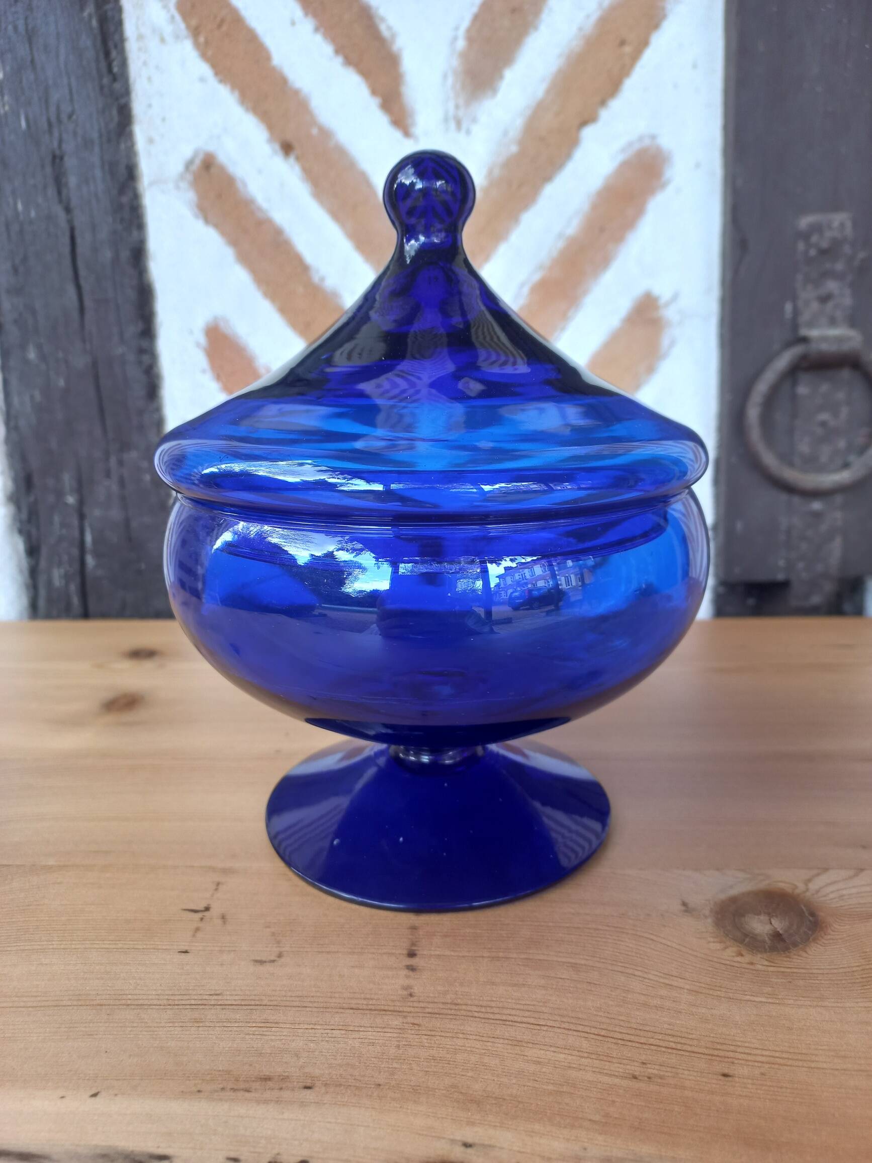 Midnight blue glass jar candy box