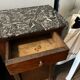 Set of 2 vintage wooden bedside tables with marble.