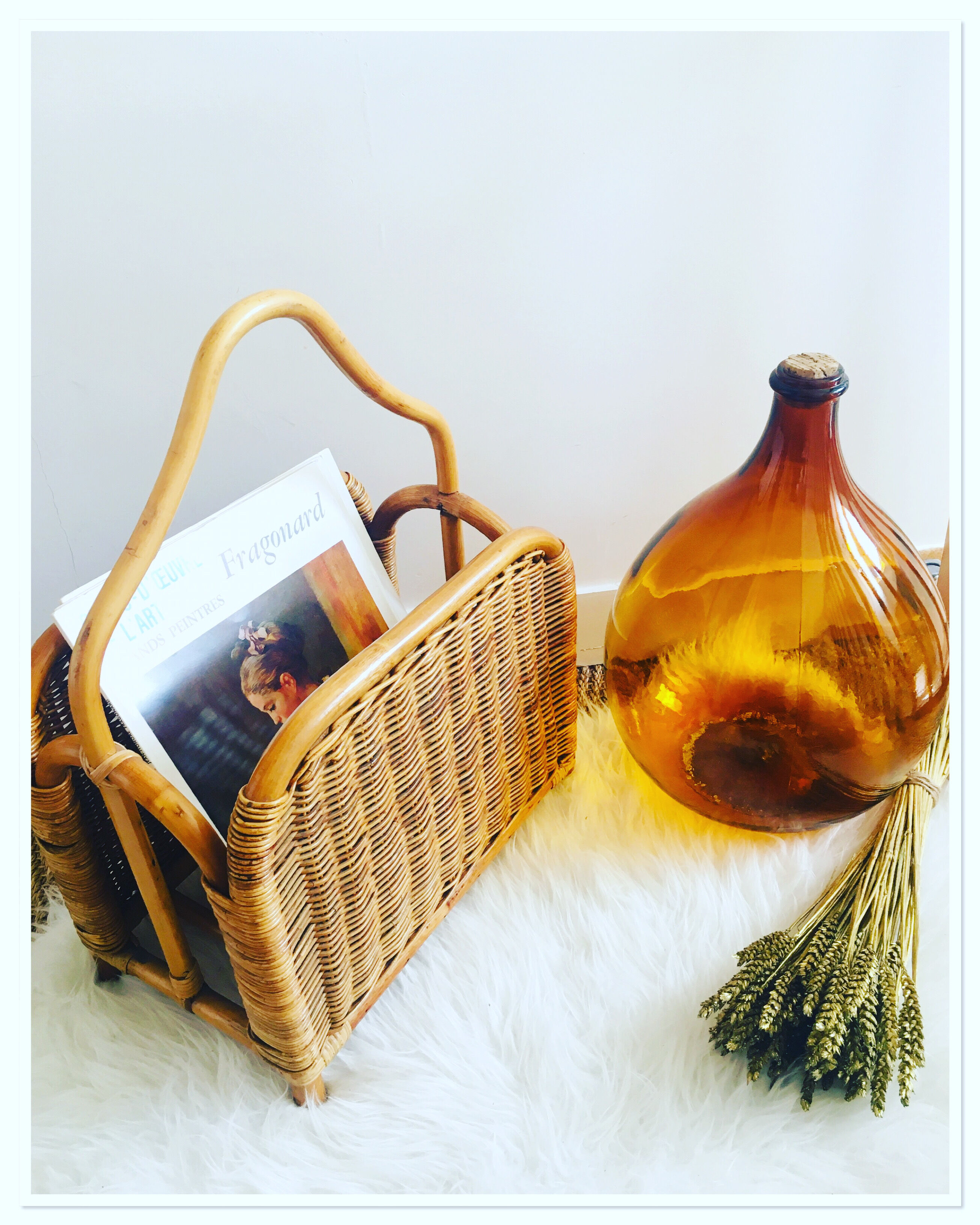 Rattan magazine holder