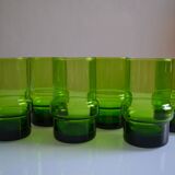 Lot de 6 verres vert vintage 1970 années 70