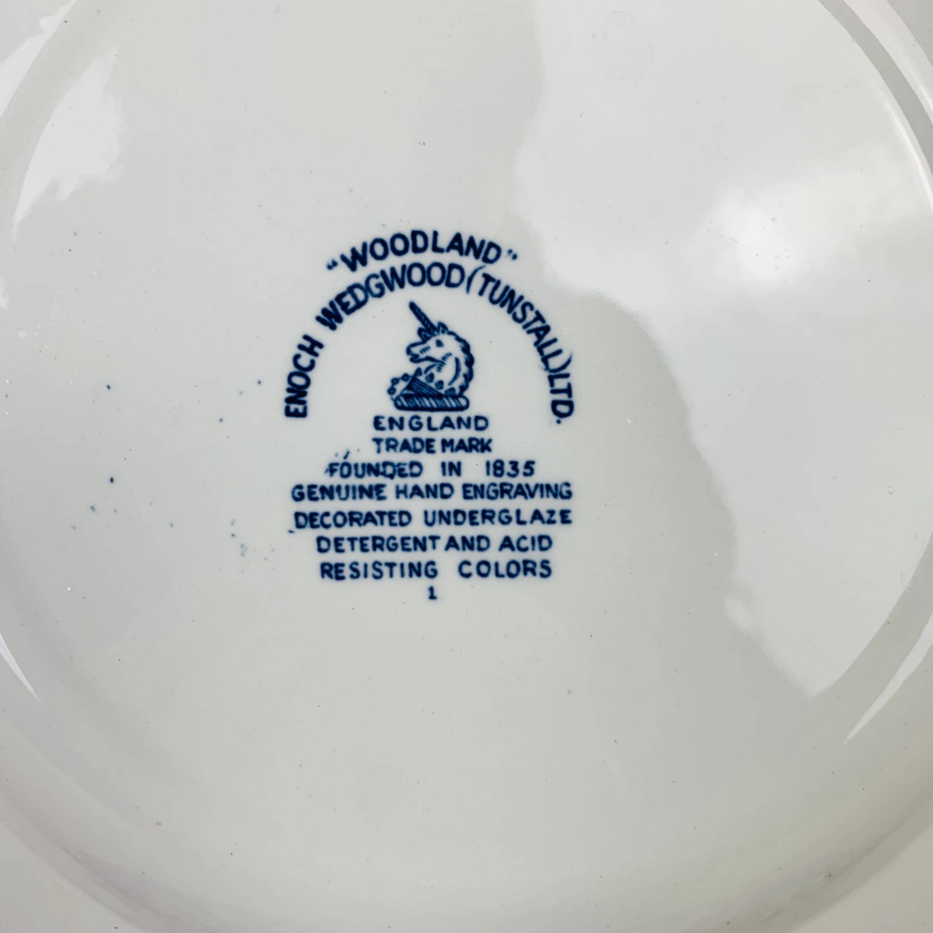 6 Wedgwood Woodland dinner plates blue