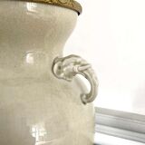 Vase and lamp foot in Chinese porcelain enamelled white cracked ivory - Qing - China XIXth
