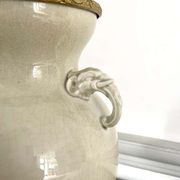 Vase and lamp foot in Chinese porcelain enamelled white cracked ivory - Qing - China XIXth