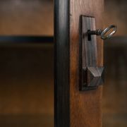 Art Deco walnut birdseye maple Amsterdam school cabinet with glass doors, 1930s
