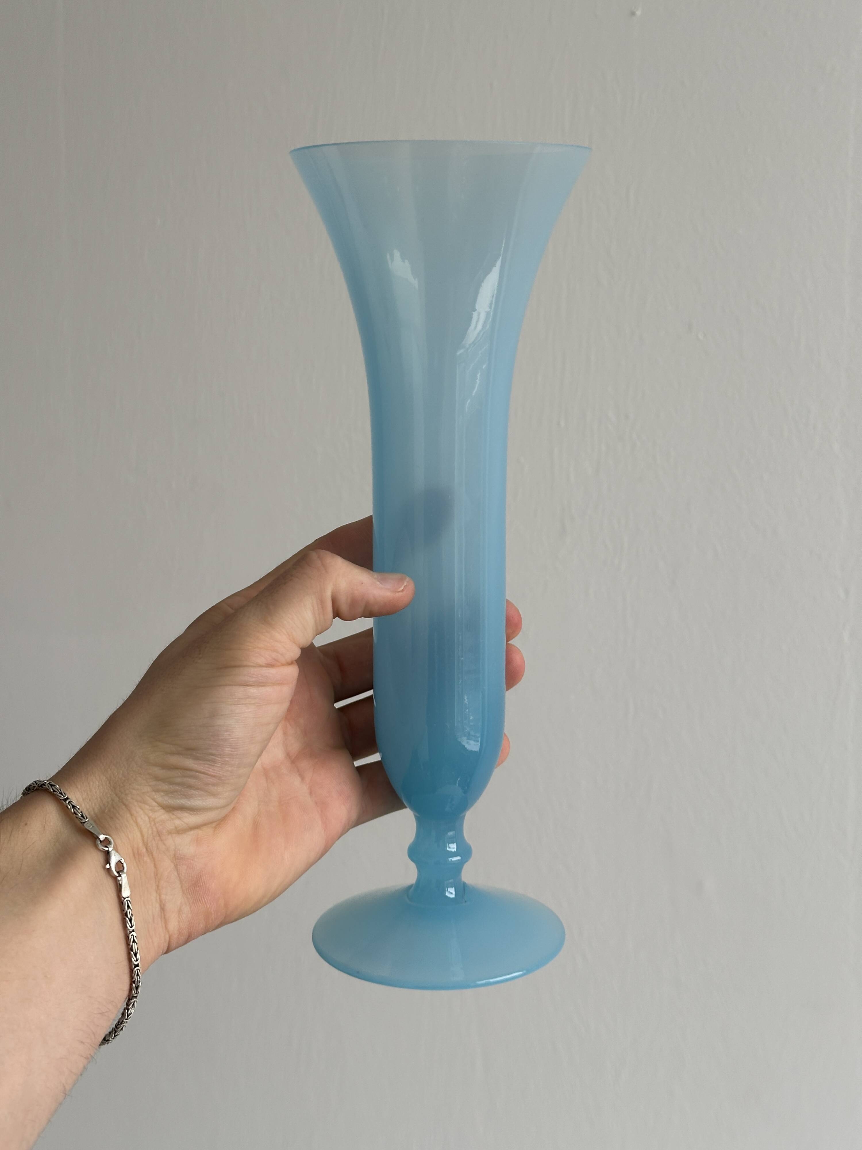 Blue opaline glass vase