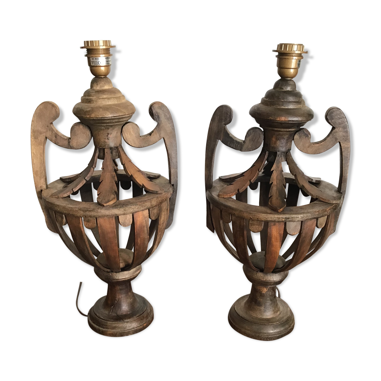 Pair of wooden lamps