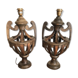 Pair of wooden lamps