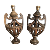Paire de lampes en bois