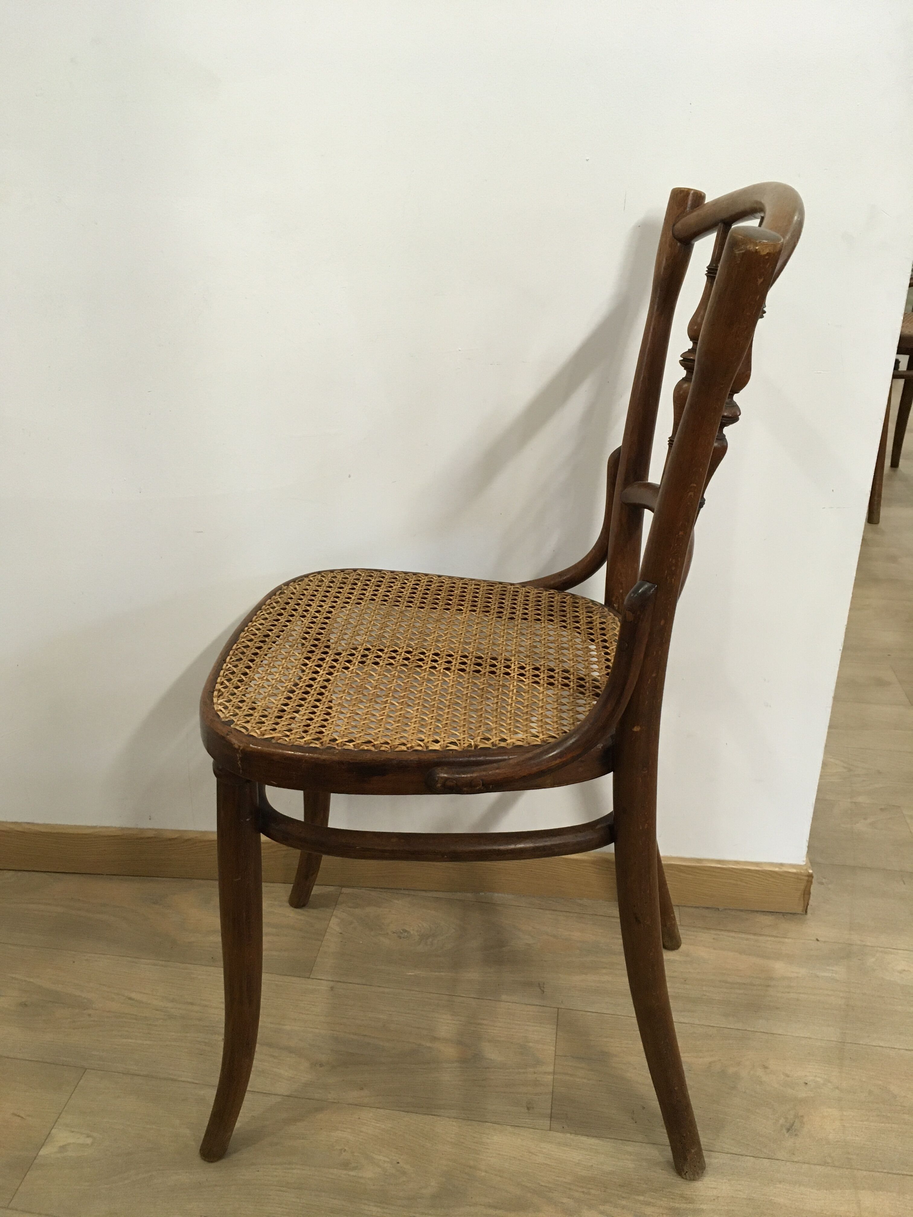 4 old wooden bistro chairs