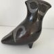 Engraved black ceramic owl signed Mexico