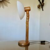 Scandinavian articulated lamp in pine and plastic 1970